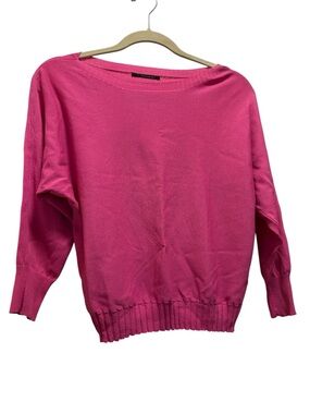 T Tahari Hot Pink Off-the-Shoulder Sweater